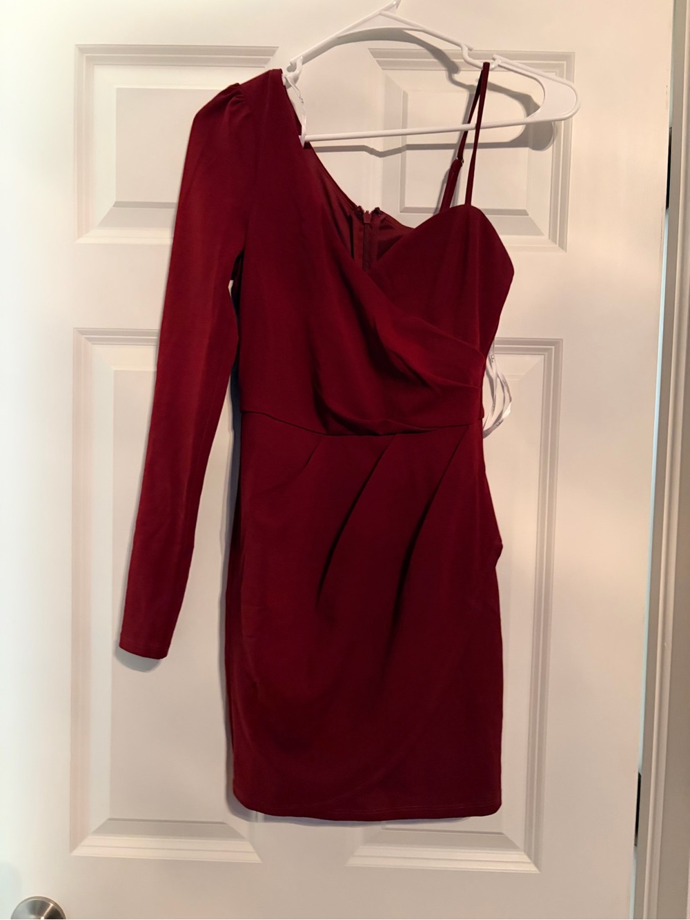 Lulus Women's One-Shoulder Burgundy Cocktail Dress XS